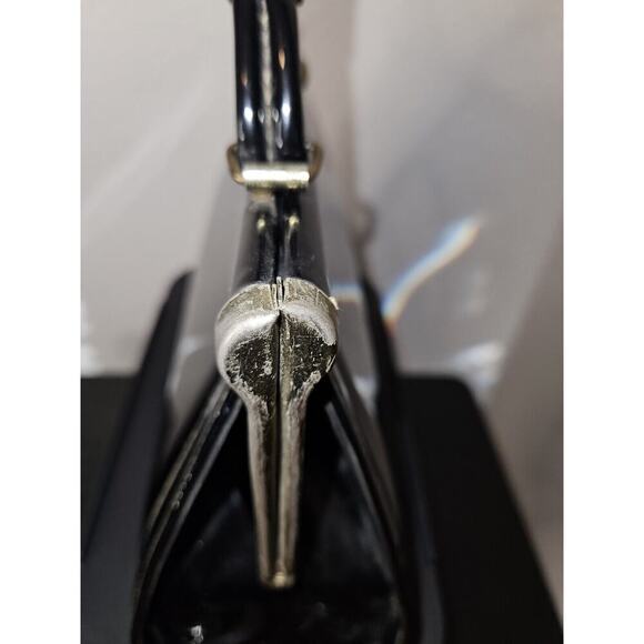 Vintage 1950s 1960's Black Patent Leather Framed Purse Short handle Classy U.S.A - Picture 4 of 13